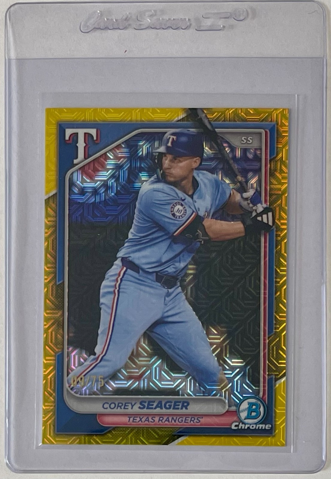 Corey Seager 2024 Bowman Mega Box Chrome #20 Yellow Refractor /75