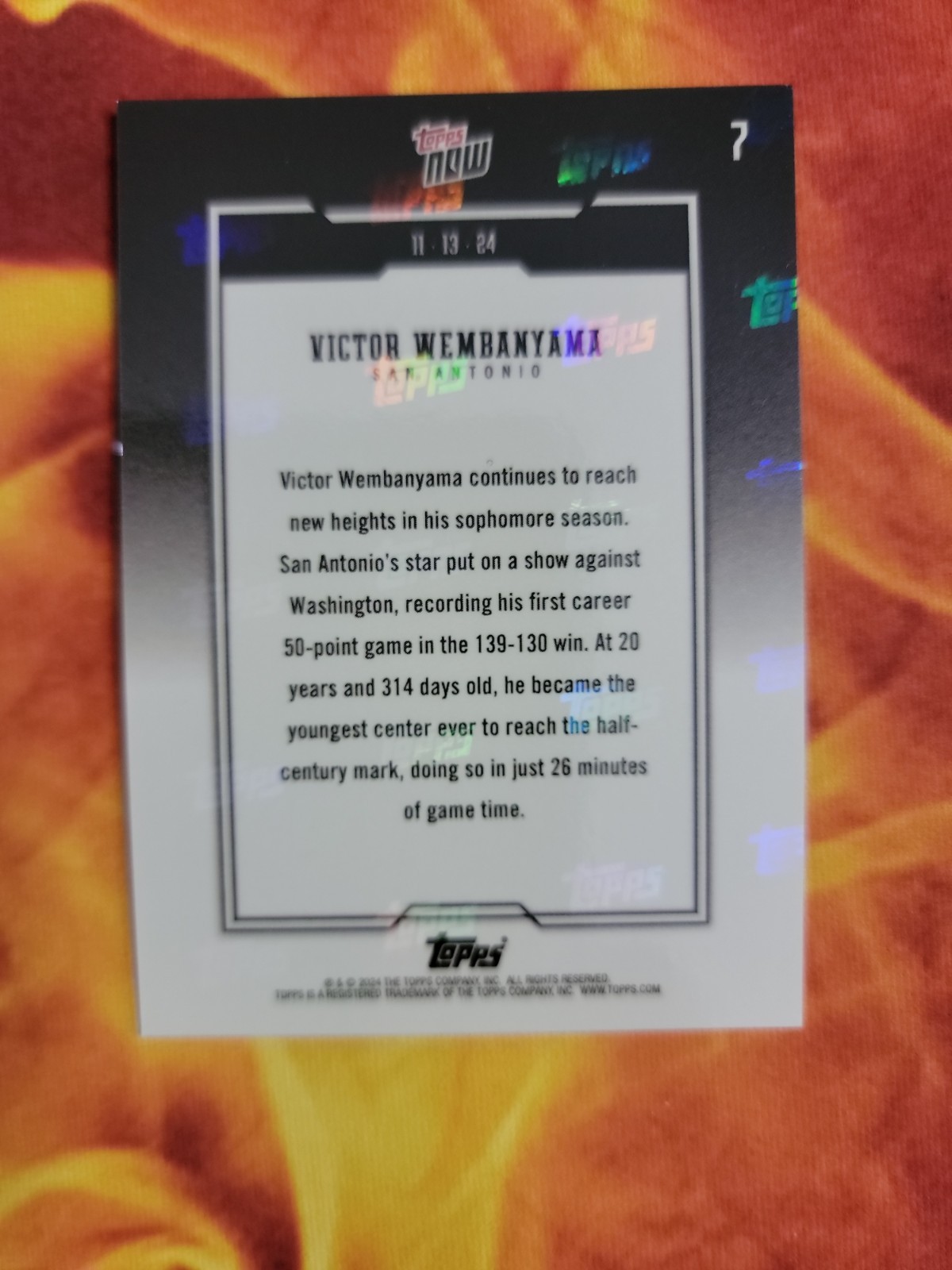 Victor Wembanyama 2024 Topps Now 50 Points Youngest Center!🏀🏀🏀💥💥💯💯💥💥