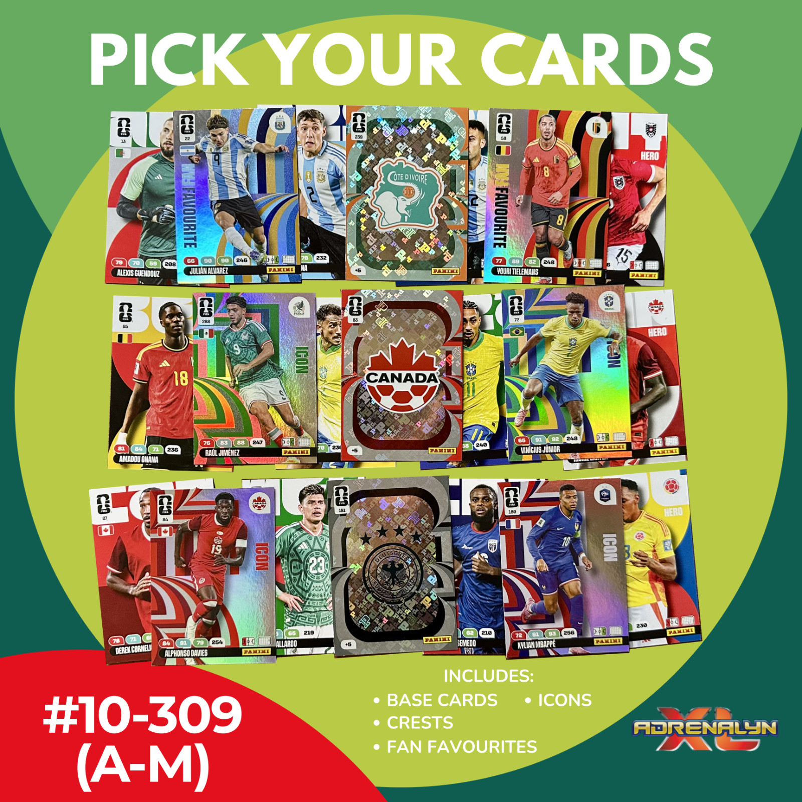 Panini Adrenalyn XL World Cup 2026 Cards #10 – #309 A-M
