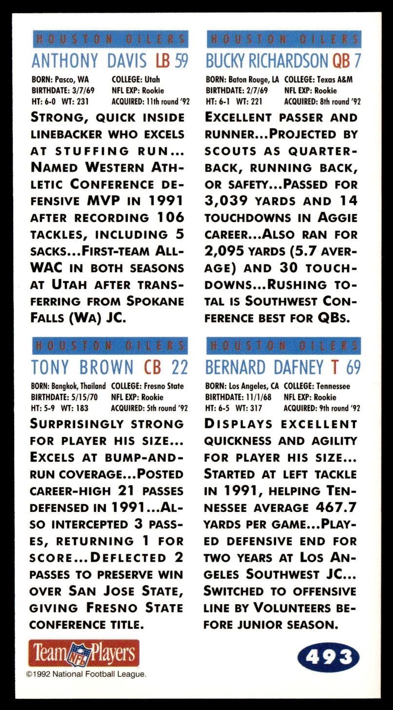 1992 GameDay Anthony Davis/Bucky Richardson/Tony Brown/Bernard Dafney Rookie