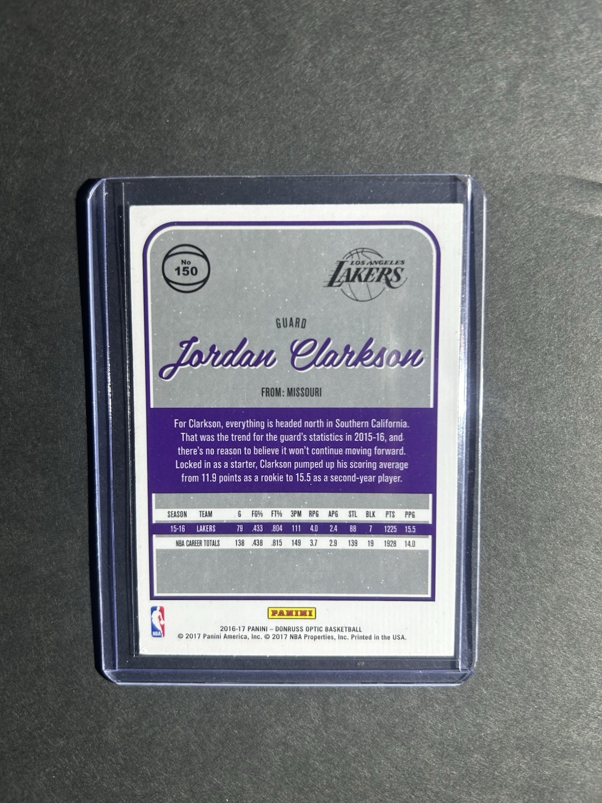 2016-17 Panini Donruss Optic – Jordan Clarkson #150 Holo Silver Prizm
