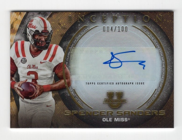 2022-23 Bowman Inception University Top of the Class 4/100 Spencer Sanders Auto