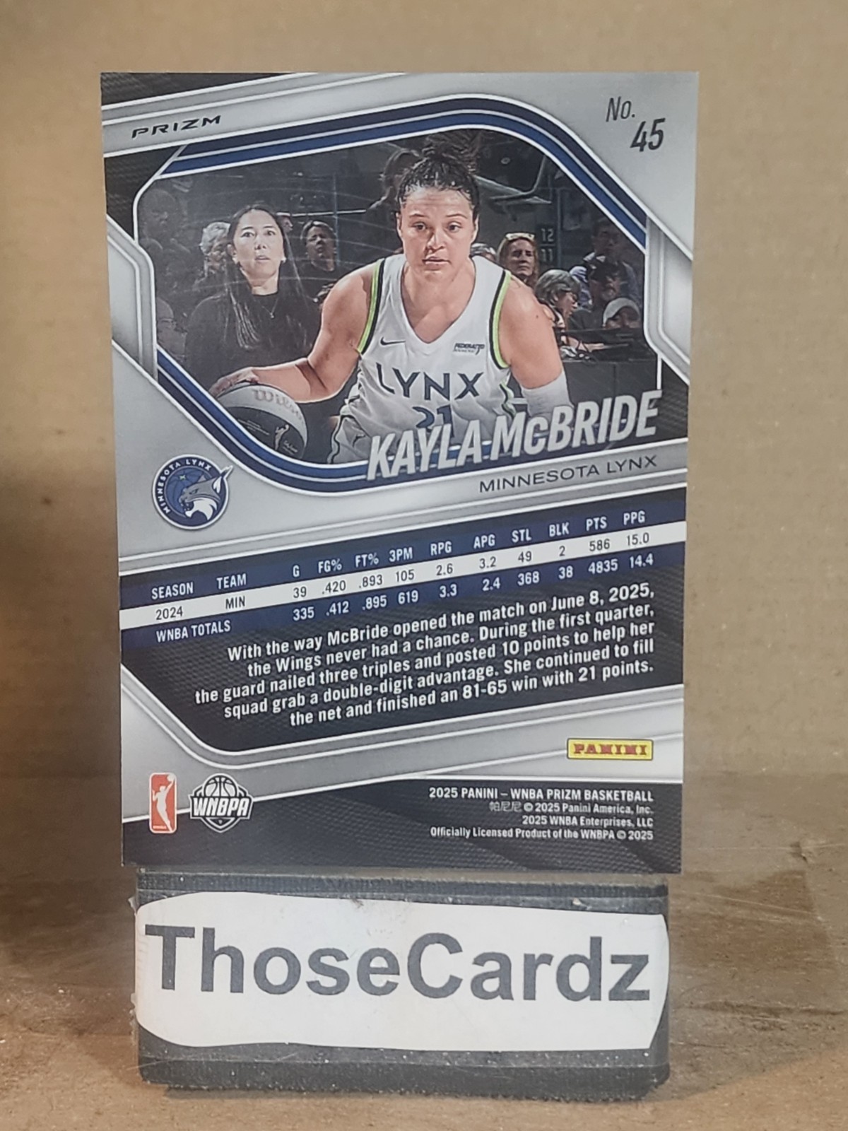 2025 Panini Prizm WNBA White Seismic Prizm #45 Kayla McBride