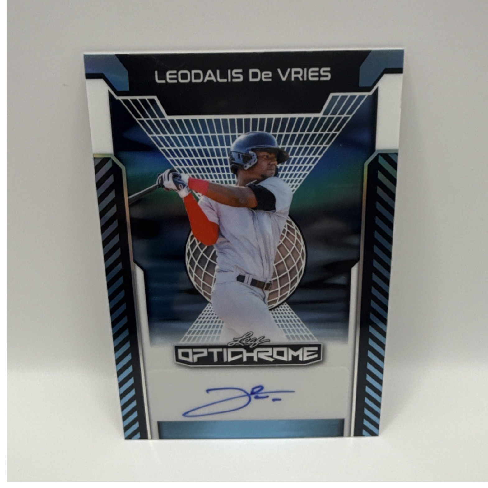 Leaf Optichrome Leodalis De Vries Autograph Insert Baseball Trading Card /7
