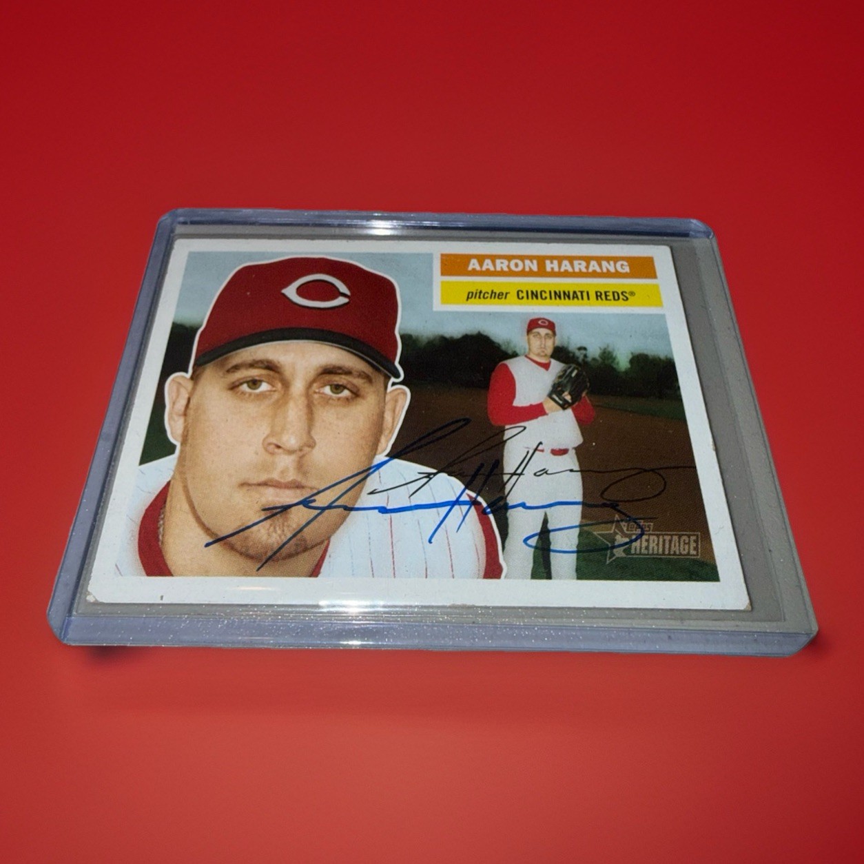 Aaron Harang 2005 Topps Heritage Baseball #278 On Card Auto Cincinnati Reds