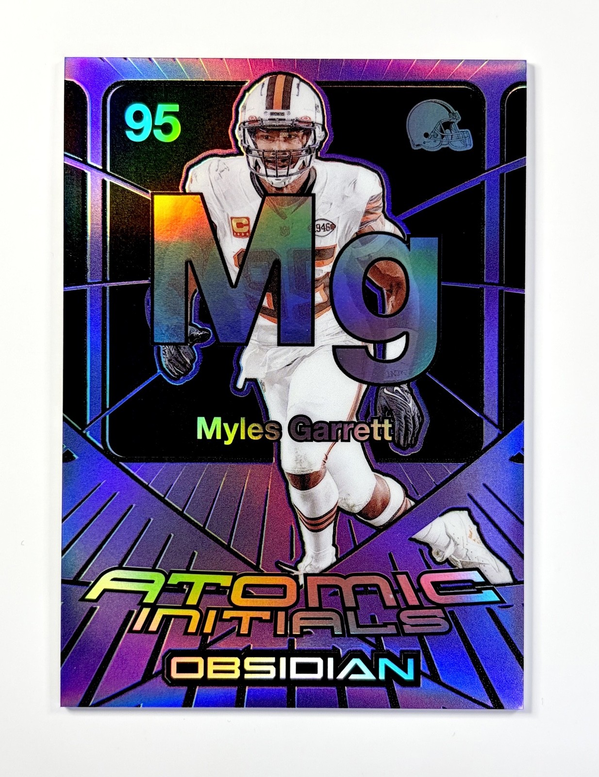 2024 Panini Obsidian – Atomic Initials Myles Garrett #6 Purple /50