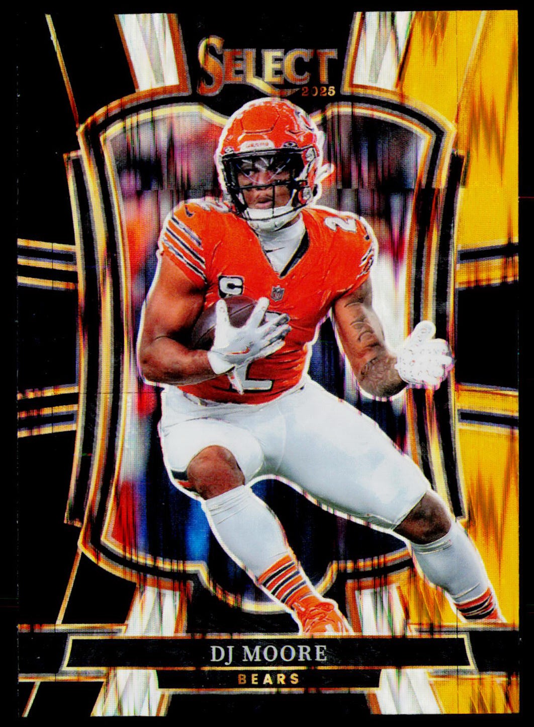 2025 Panini Select #173 DJ Moore Black and Gold Prizm Shock