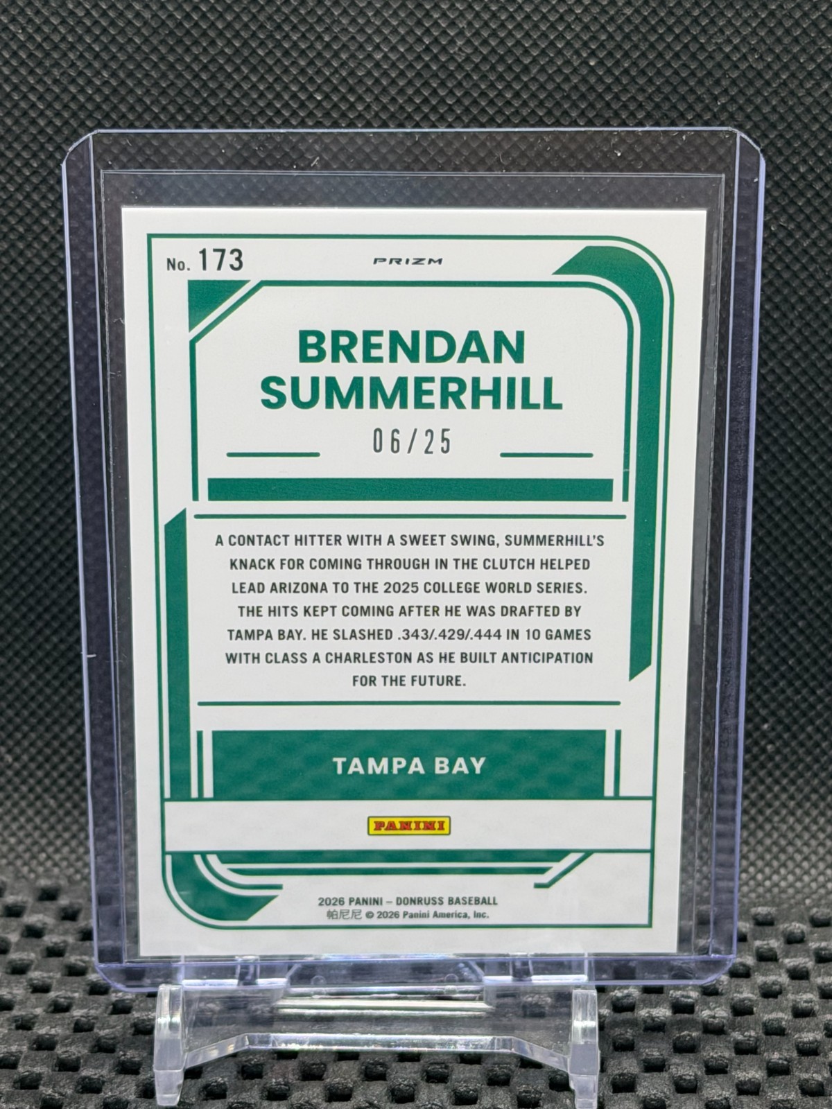 Brendan Summerhill 2026 Donruss Optic Rated Prospect Cracked Ice #6/25 #173 Rays
