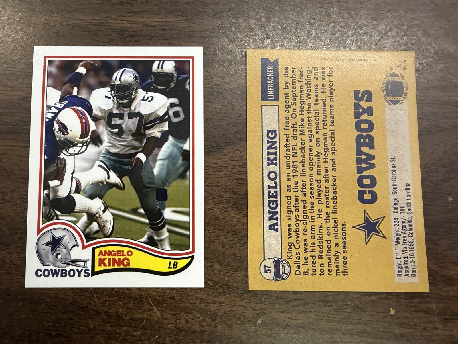B277 Angelo King Custom Football Card Dallas Cowboys