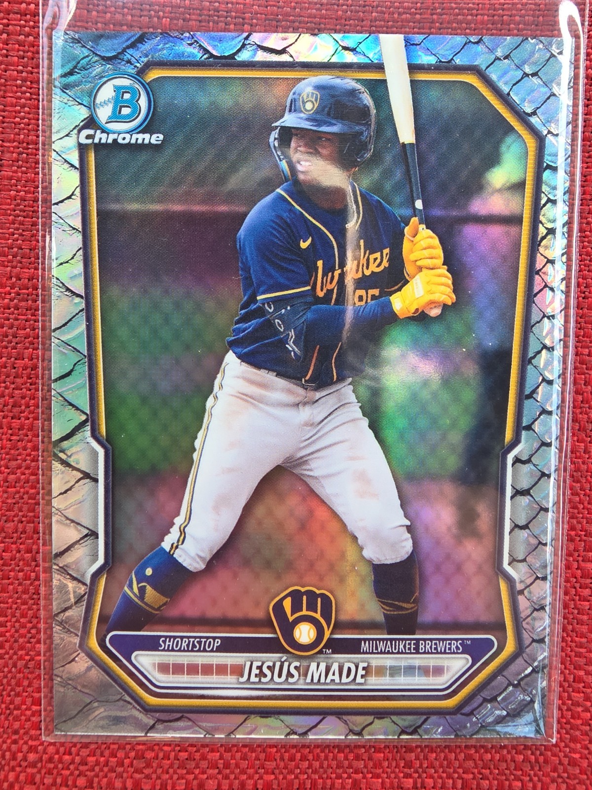 2026 Bowman Jesus Made Bowman Chrome Reptilian #BCP-96 Milwaukee Brewers
