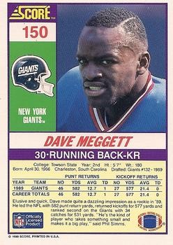 1990 Score #150 Dave Meggett