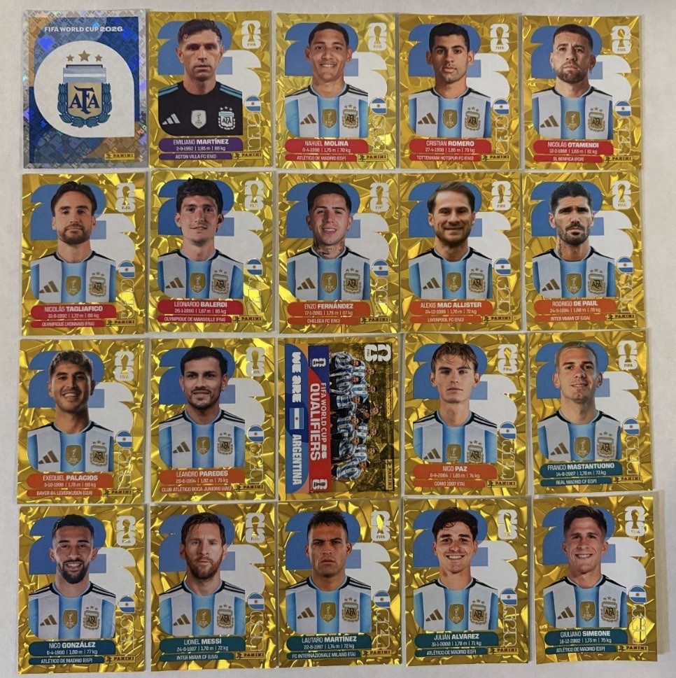 ARGENTINA Panini FIFA World Cup 2026 Gold Crumple Stickers – YOU PICK – A-Z