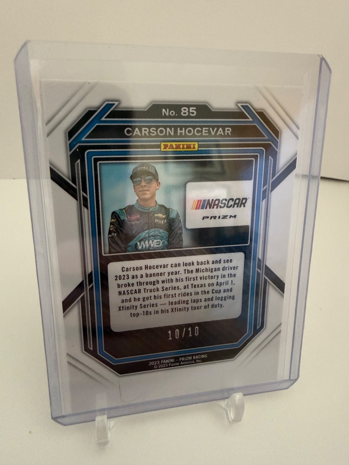 2023 Carson Hocevar Panini Prizm No. 85 Gold 10/10 Bookend
