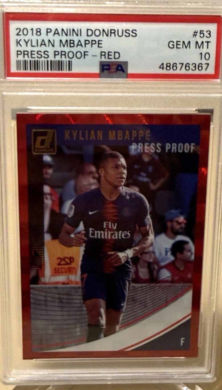 KYLIAN MBAPPE * PSA 10 * RED PRESS PROOF * 2018 PANINI DONRUSS * FRANCE CARD #53