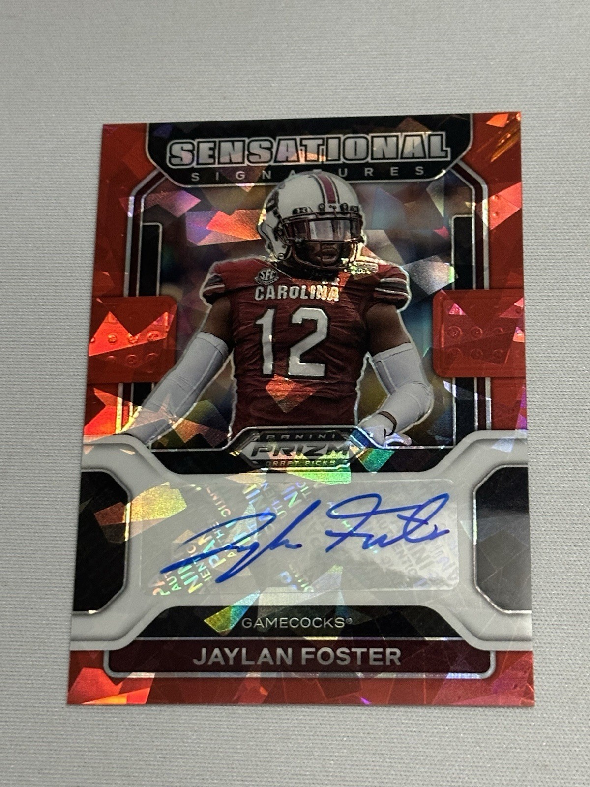 2022 Panini Prizm DP Sensational Signatures Red Cracked Ice Jaylan Foster Auto