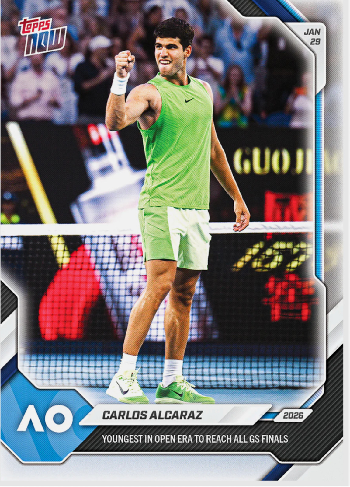 2026 Topps Now Tennis Carlos Alcaraz #8 Youngest To All Finals BASE Card