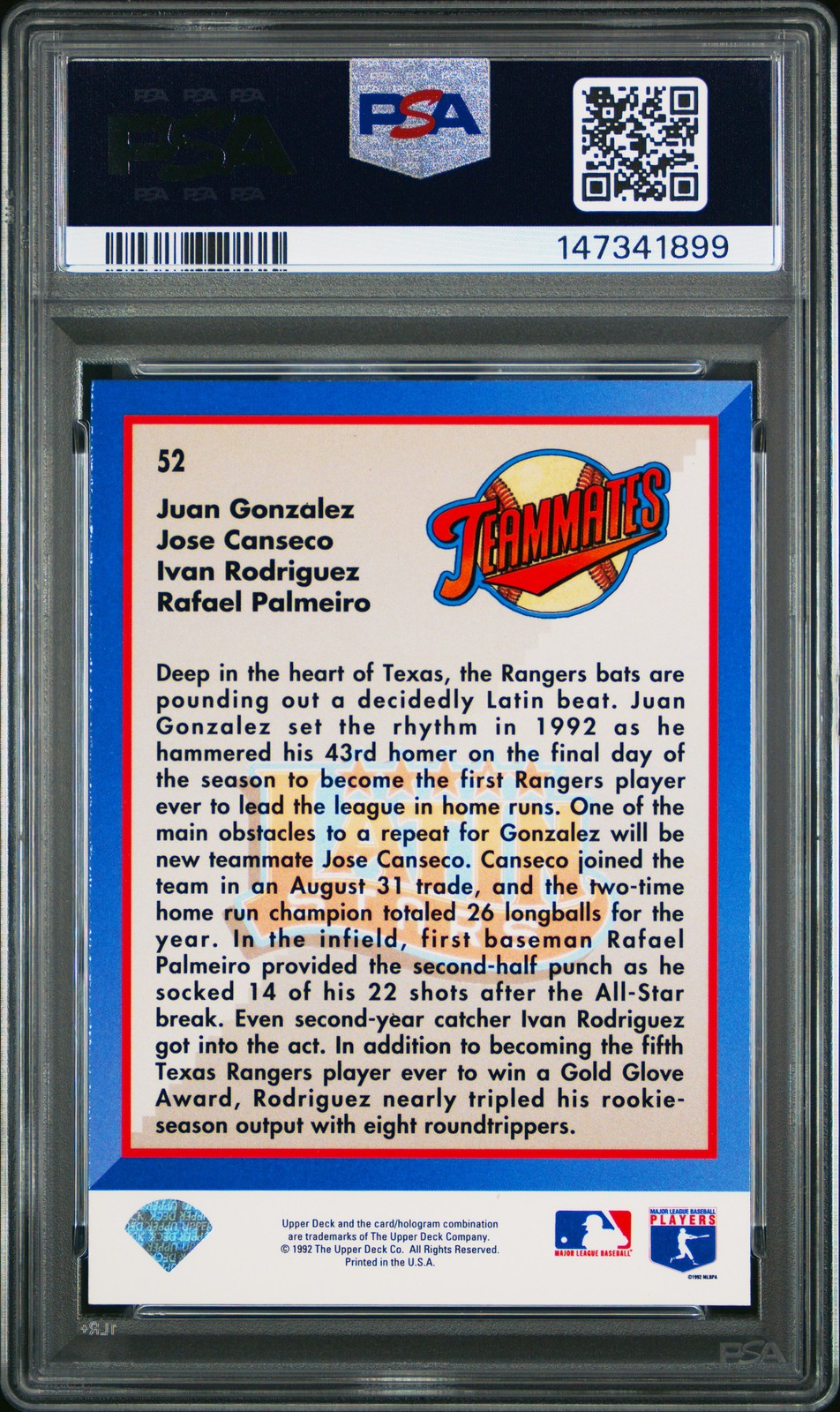 1993 UD #52 LATIN STARS PSA 8