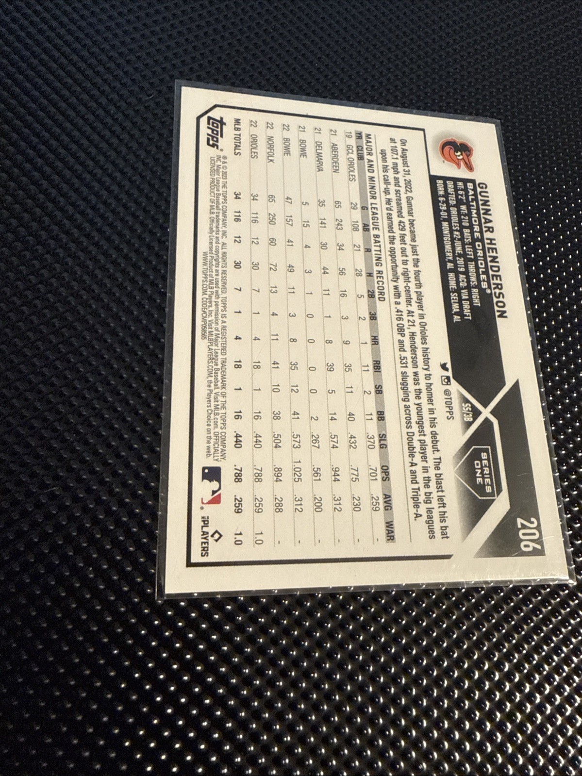 2023 Topps Series 1 1st Edition – Gunnar Henderson #206 (RC)