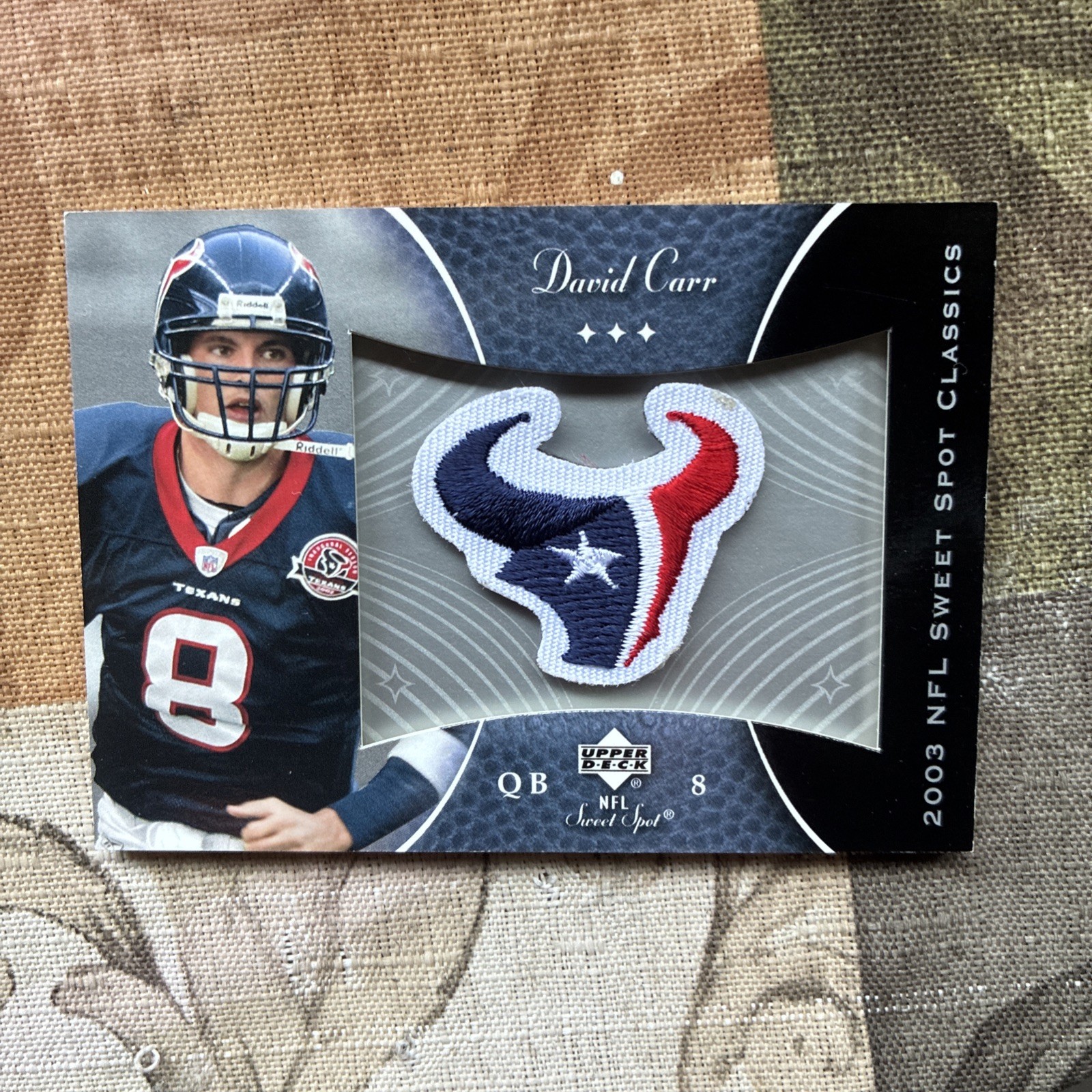 2003 Upper Deck Sweet Spot Classics Embroidered Patch David Carr #P-DC Team Logo
