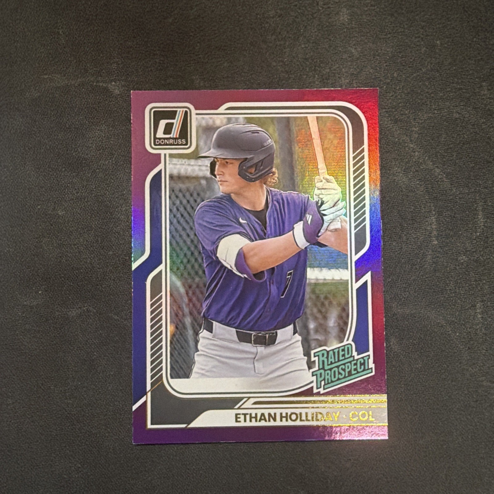 2026 Donruss Ethan Holliday /99 Rated Prospect Purple Color Match Rockies