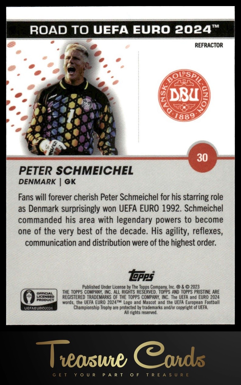 2023 Topps Pristine Road To Euro 2024 #30 Peter Schmeichel Pulsar Refractor
