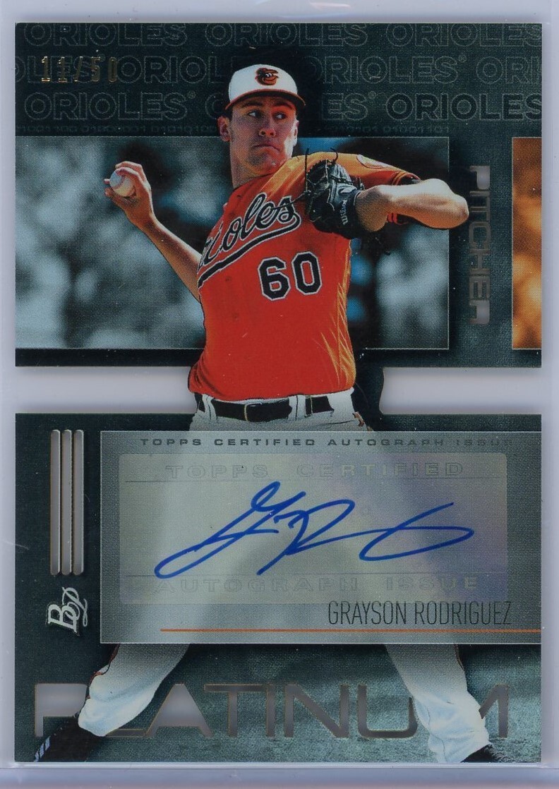 Grayson Rodriguez Bowman Platinum Die-Cut Autograph SerialNumbered #11/50….