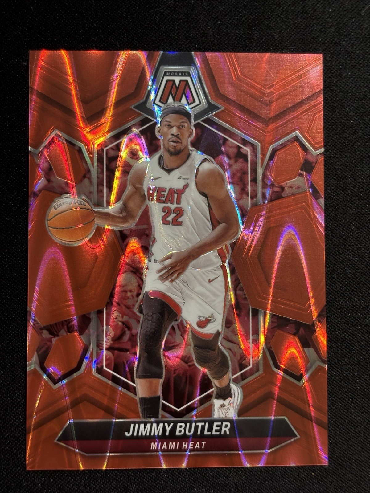 2023-24 Panini Mosaic – Jimmy Butler #121 Red Seismic Prizm /299