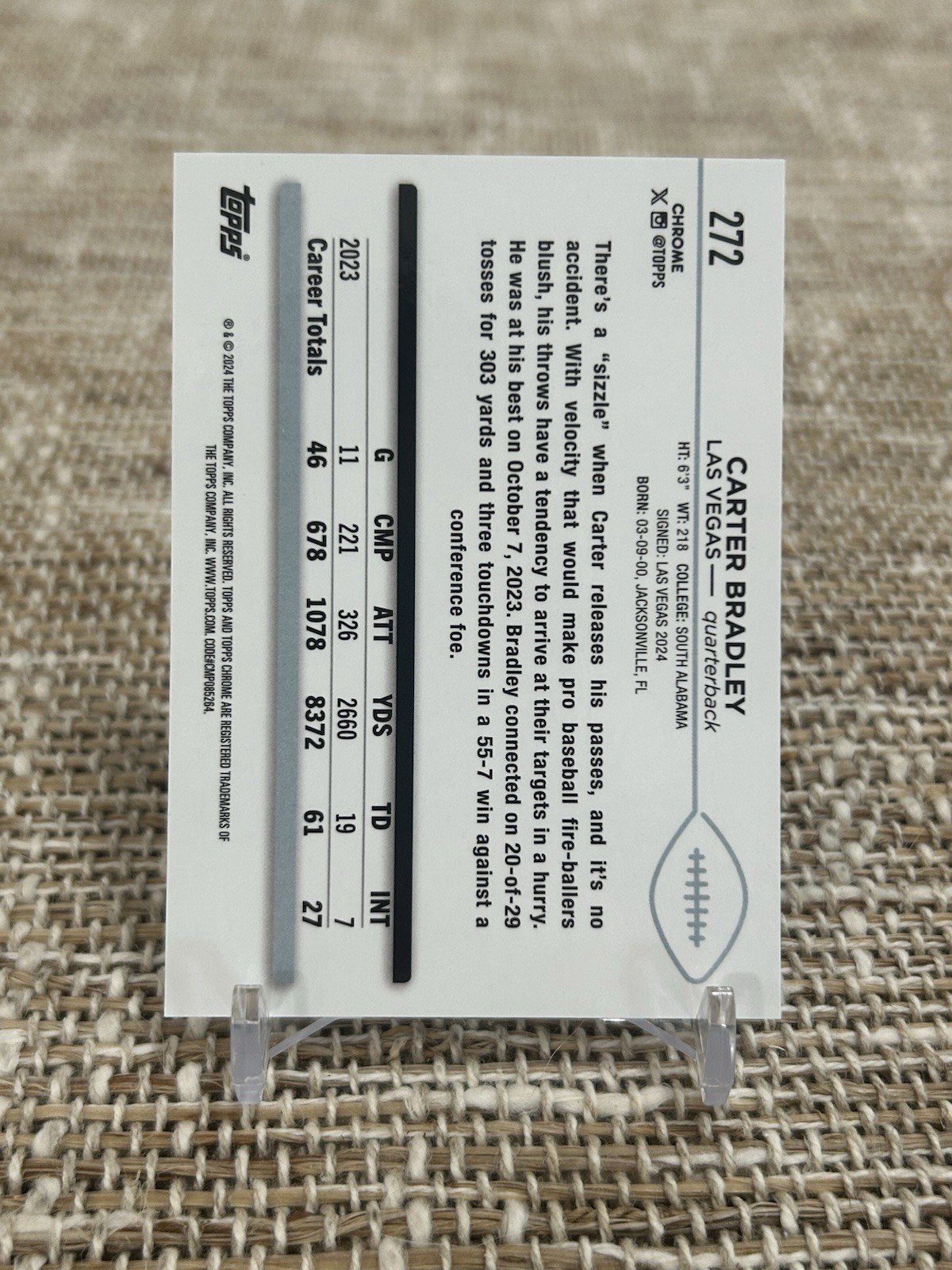 2024 Topps Chrome CARTER BRADLEY White Geometric RARE RAIDERS ROOKIE RC /15 📈