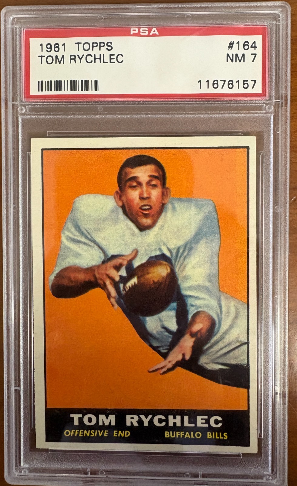 FB – 1961 Topps – #164 – Tom Rychlec – PSA NM 7 Football