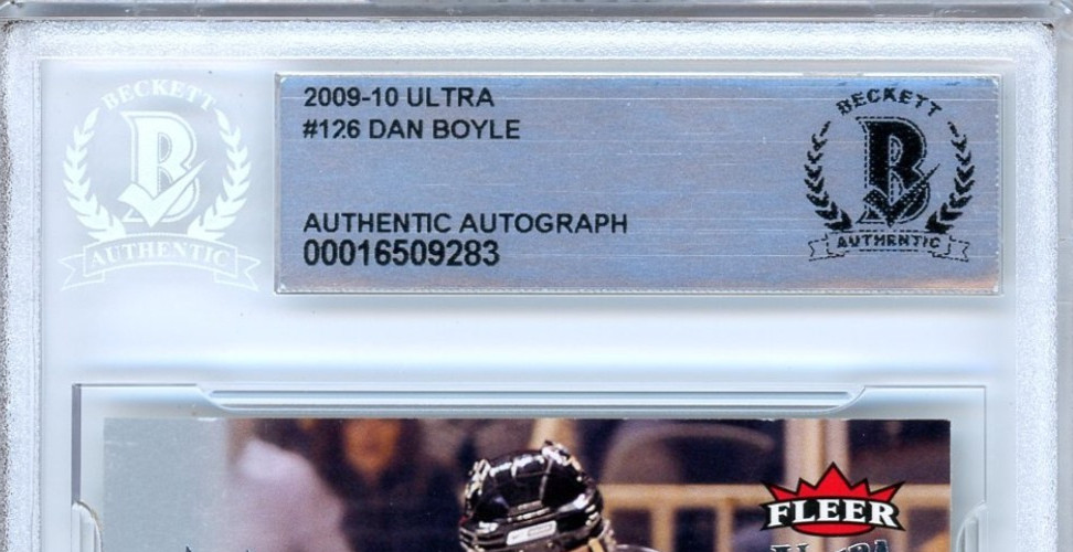 Dan Boyle Signed 2009-10 Fleer Ultra #126 SJ Sharks Beckett BAS Slabbed Auto