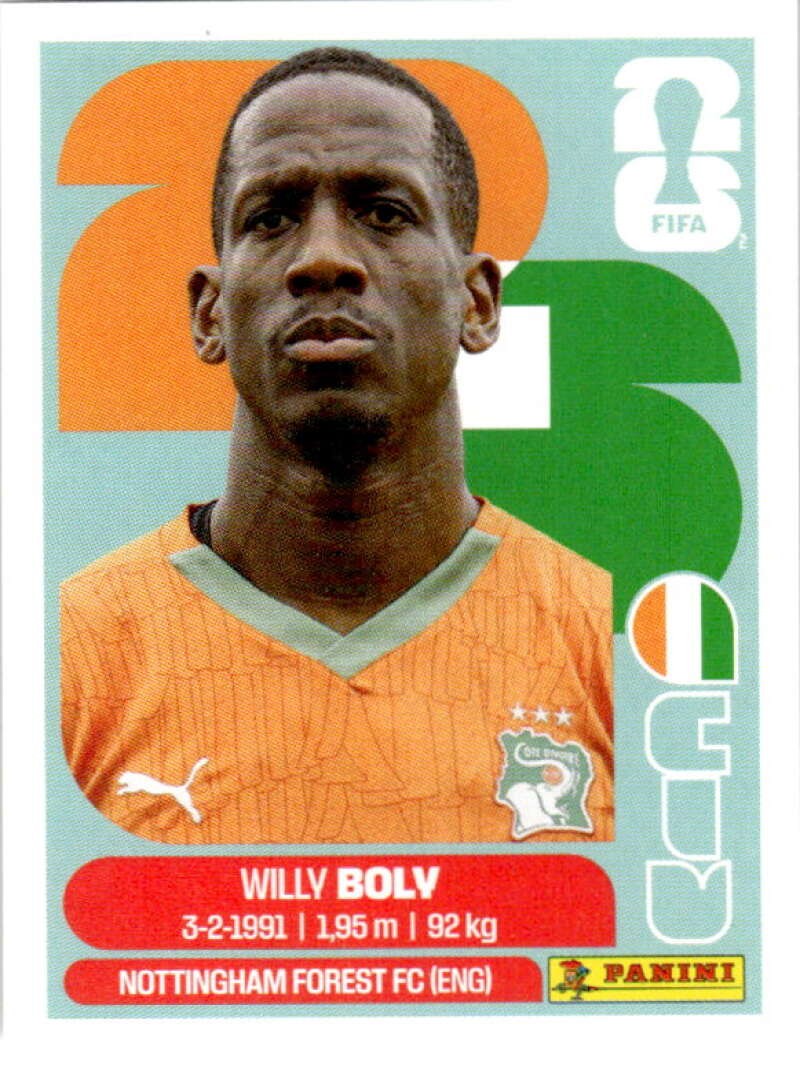 2026 Panini World Cup Stickers #CIV7 Willy Boly – Ivory Coast MLS