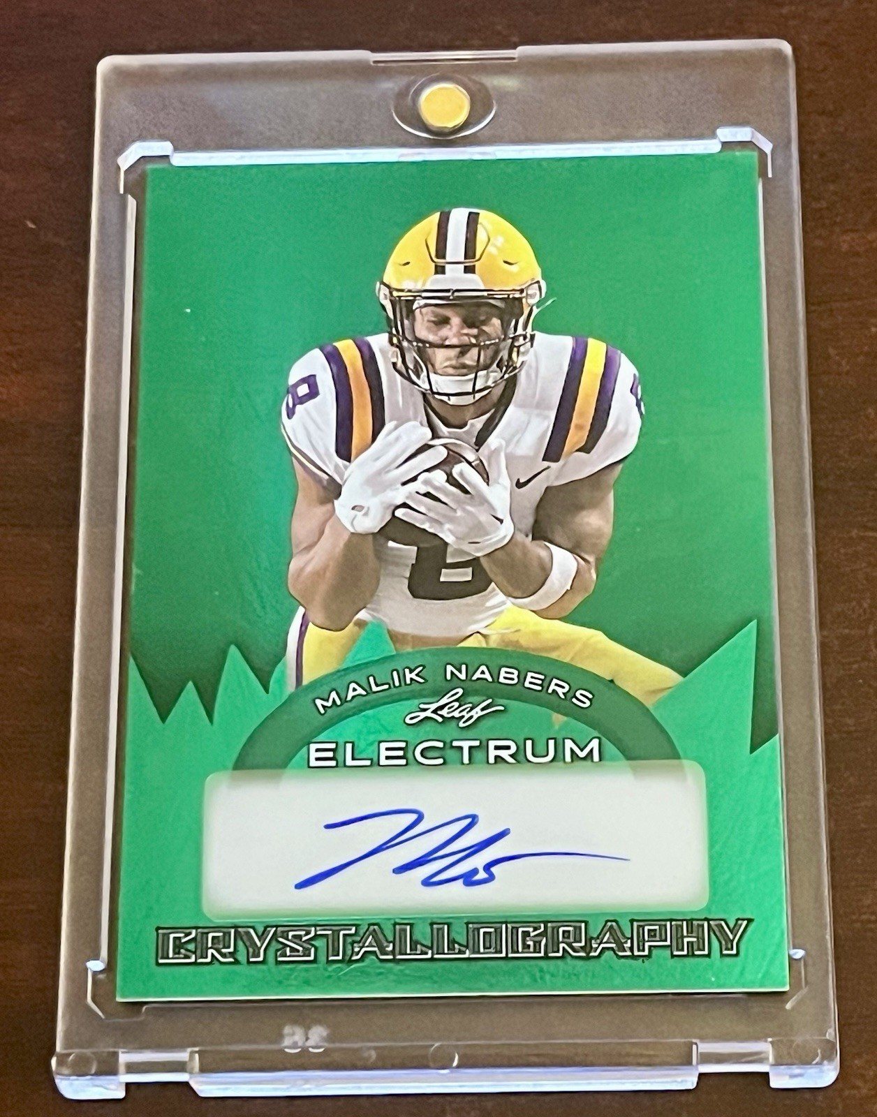 2024 LEAF ELECTRUM CRYSTALLOGRAPHY GREEN MALIK NABERS ROOKIE AUTO #d 5/5 Bookend