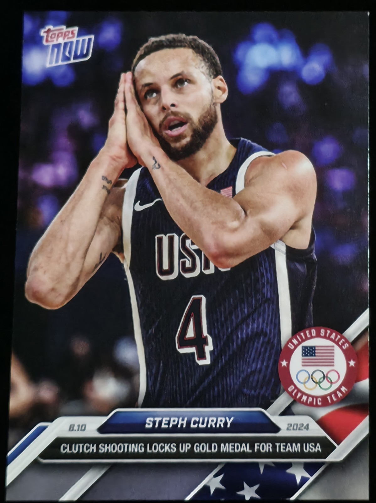Steph Curry 2024 Topps Now #27 Team USA Olympic Gold Medal Basketball 🏀