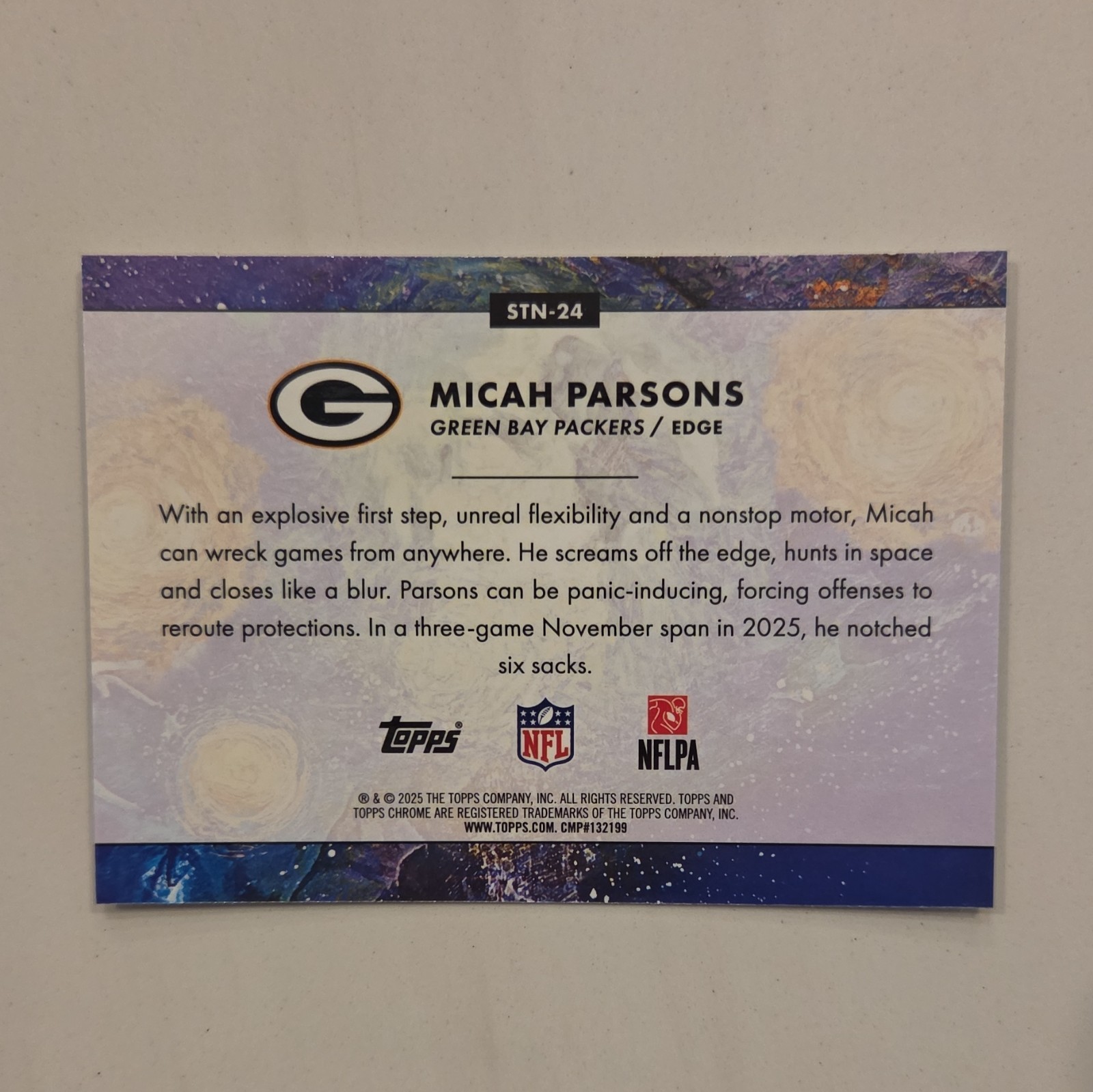 Topps Chrome Cosmic Micah Parsons #STN-24 Insert Green Bay Packers Football