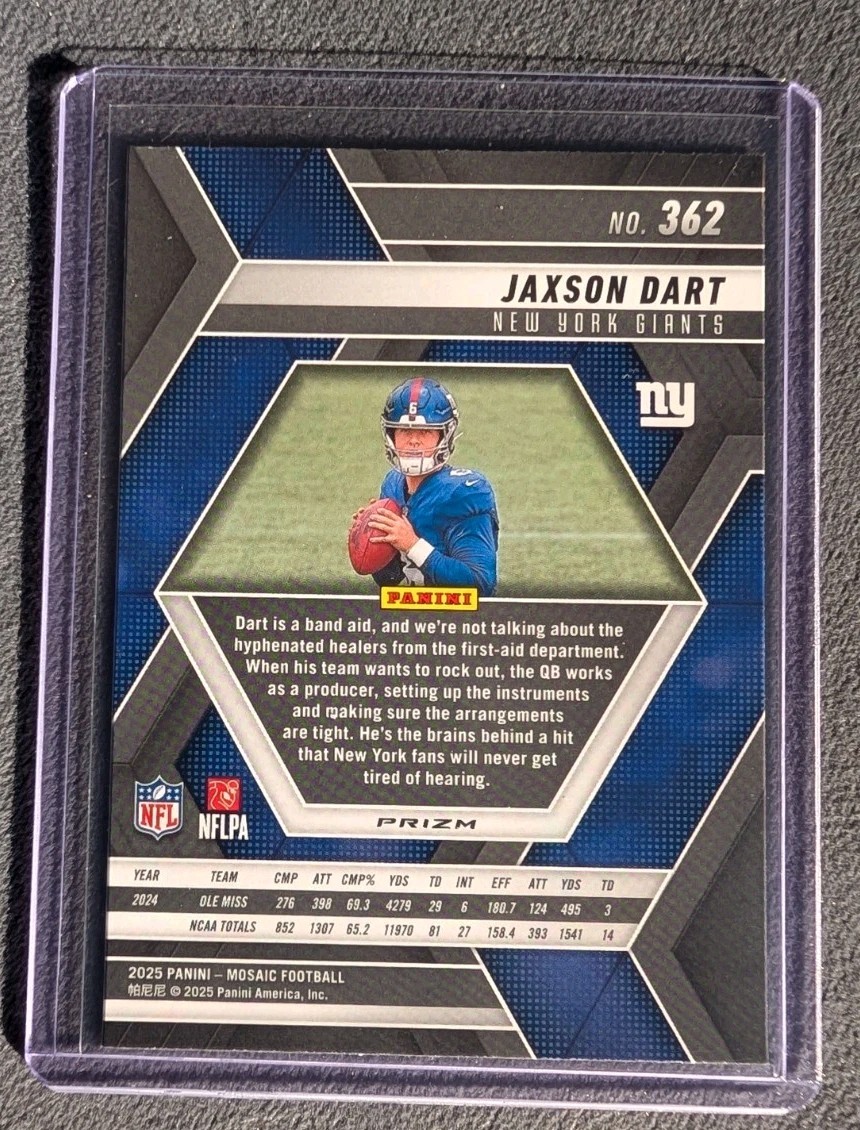 2025 Panini Mosaic – Rookies Jaxson Dart #362 Green Mosaic Prizm (RC)