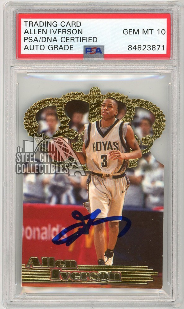 Allen Iverson 1996-97 Power Gold Crown Autograph Rookie Card #GC-7 PSA/DNA 10
