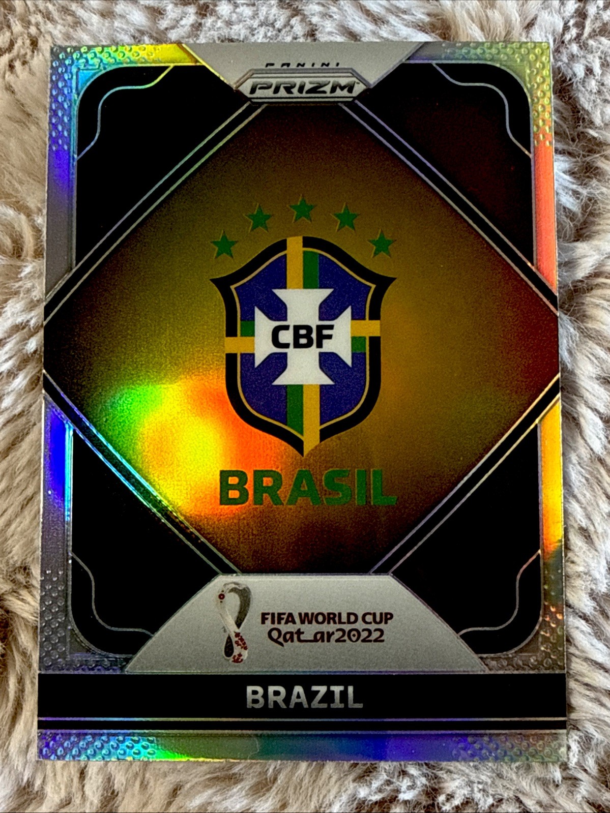 2022 Panini Prizm World Cup Qatar – Team Badges Brazil #3 “Silver Prizm” 🇧🇷