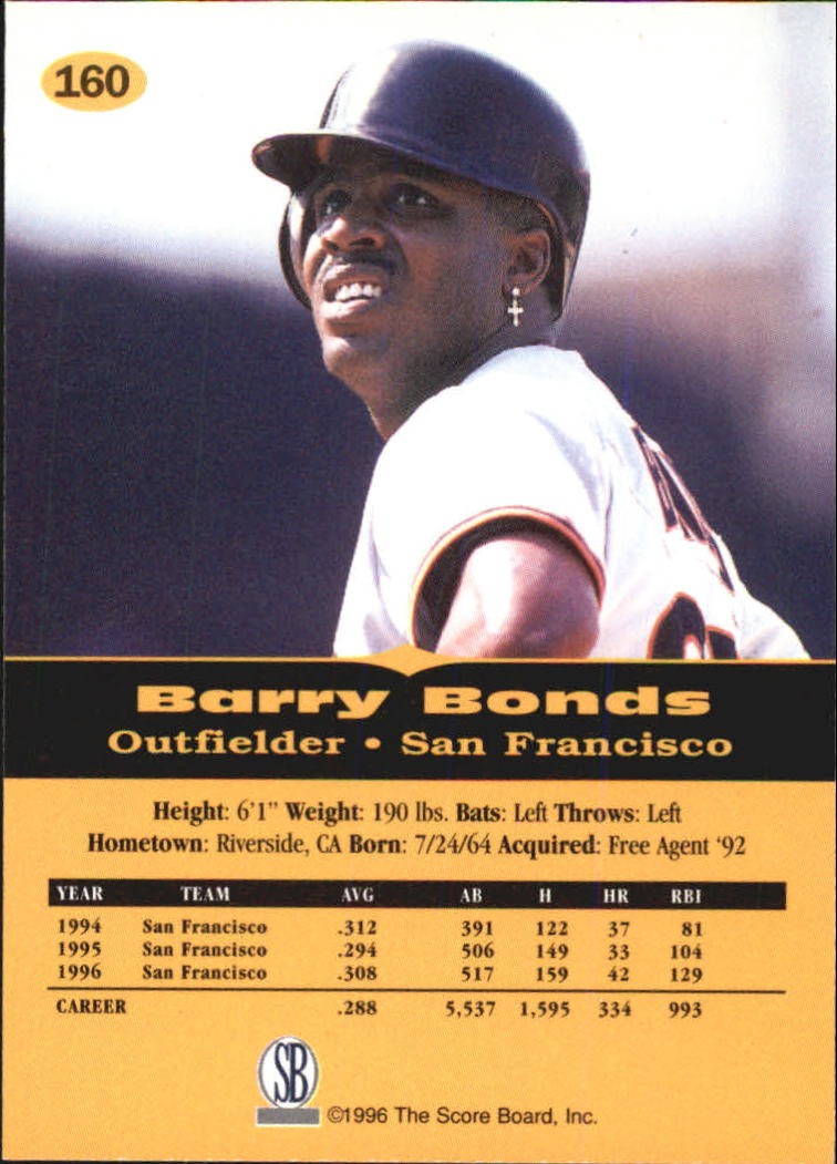 1996-97 Score Board All Sport PPF #160 Barry Bonds
