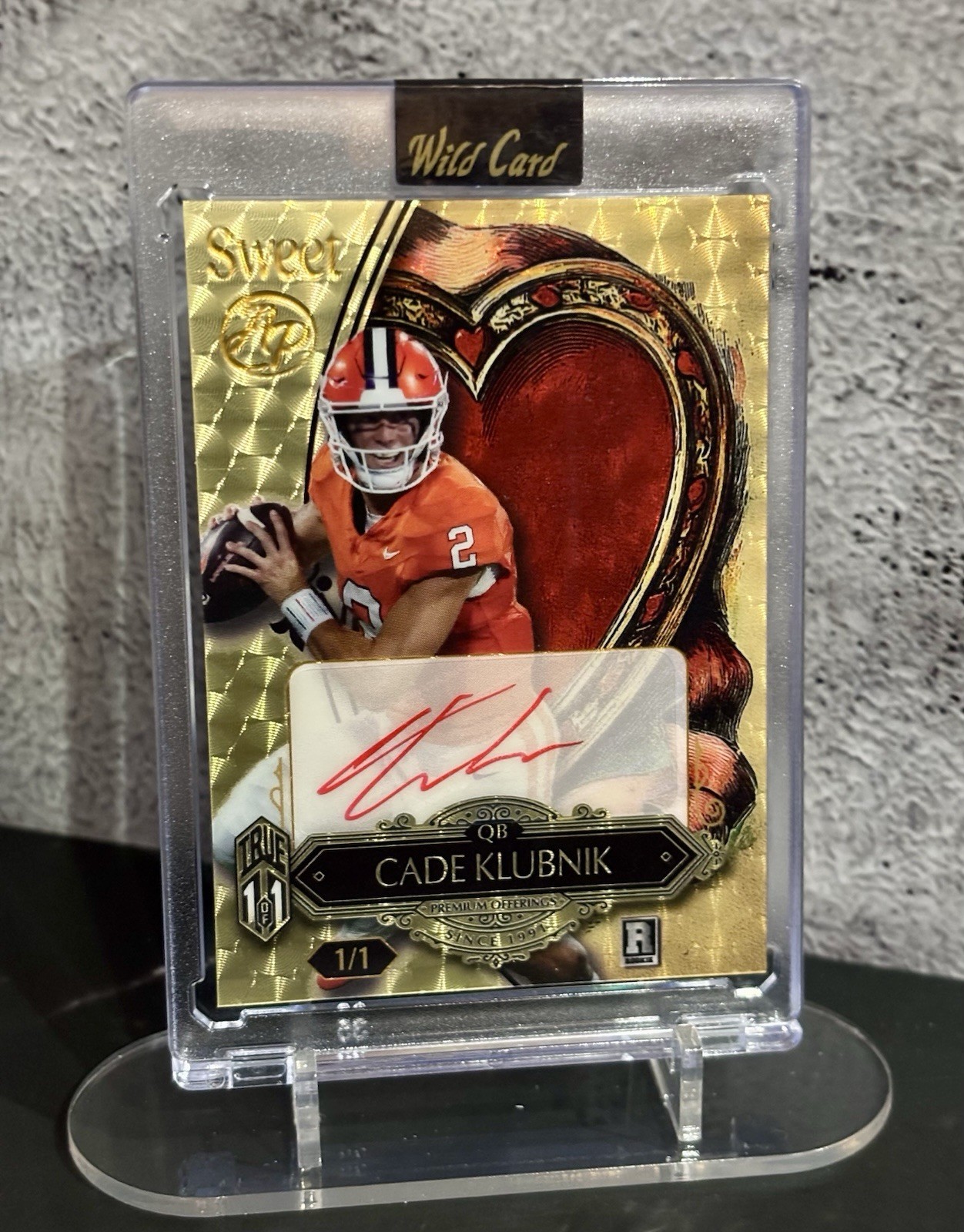 Cade Klubnik Auto, RC, True 1/1, Gold Vinyl, Artist Proof, Sweet Wild Card.