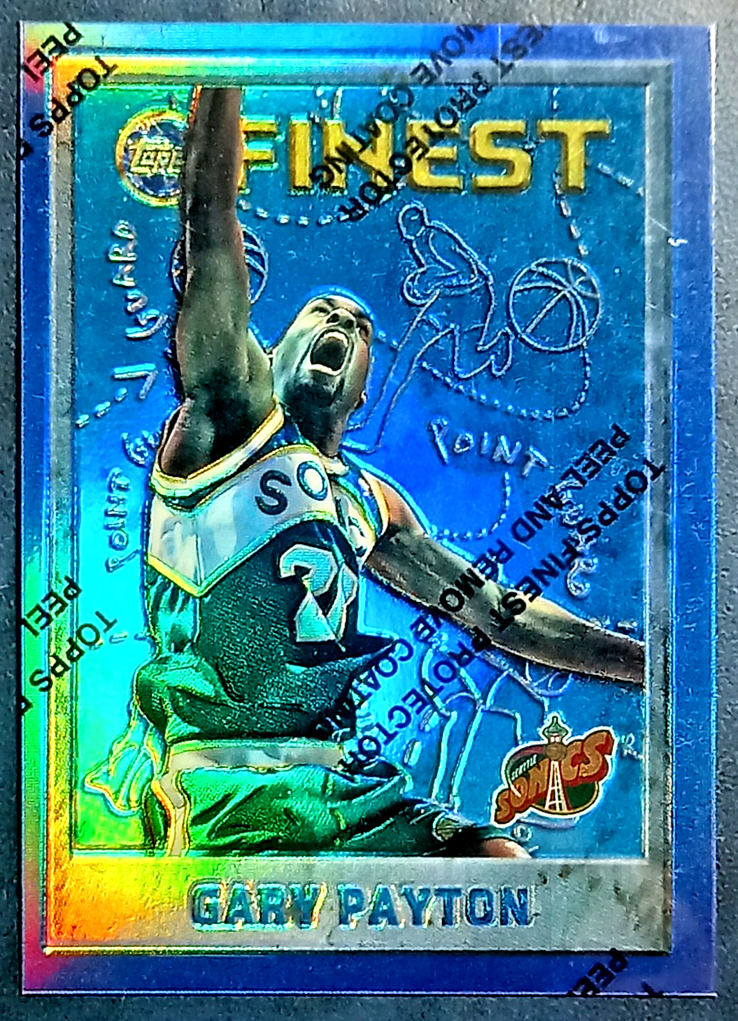 GARY PAYTON 1995-96 TOPPS FINEST REFRACTOR WITH COATING #40 SUPERSONICS HOF