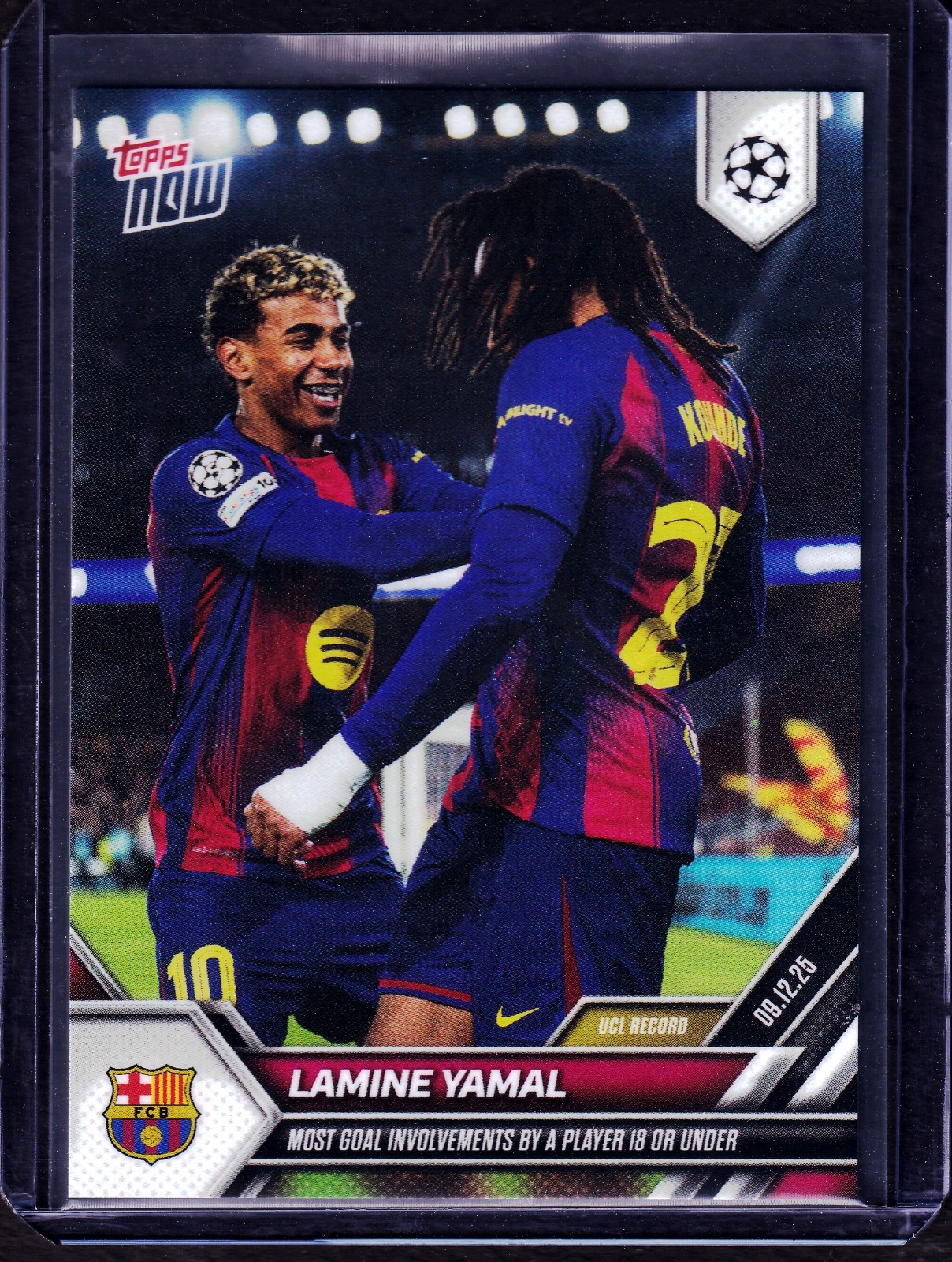2025 Topps NOW UEFA #068 Lamine Yamal UCL Record Barcelona Soccer Card