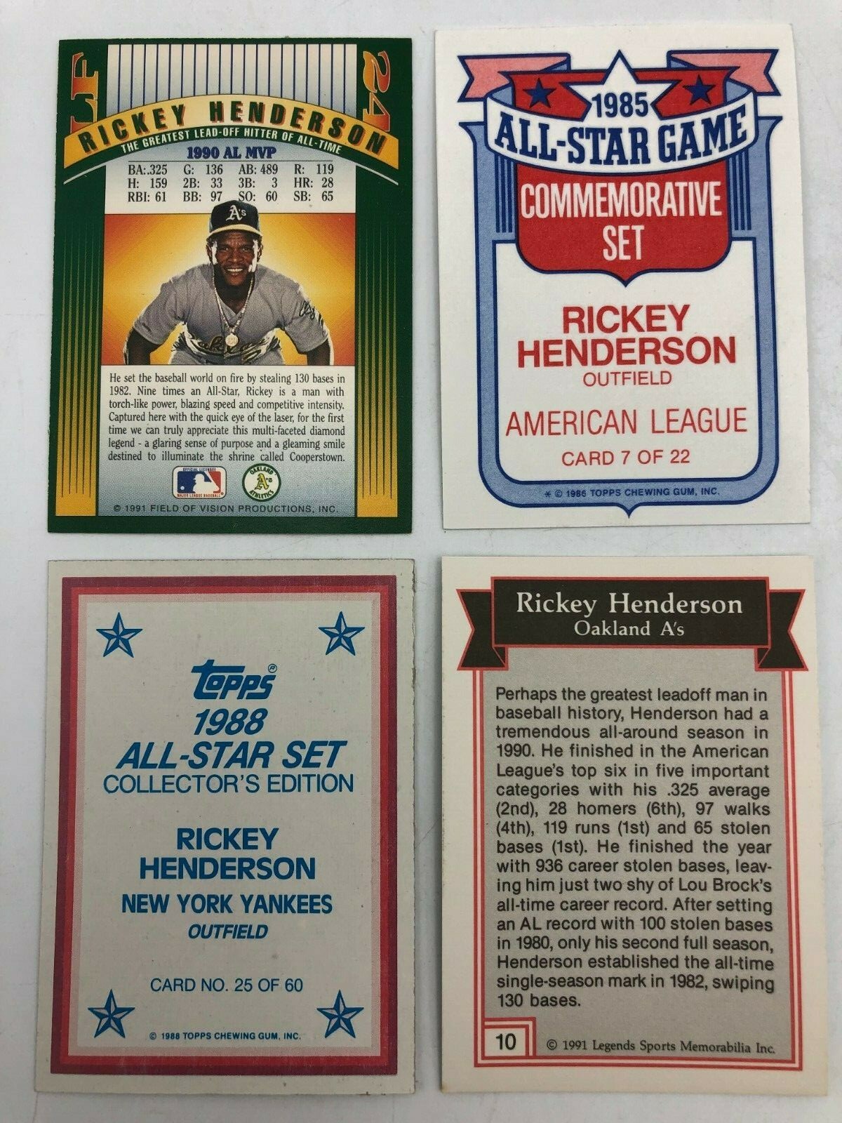 (9) Rickey Henderson Odd Ball Baseball Card Coin Insert Ticket Parallel Lot