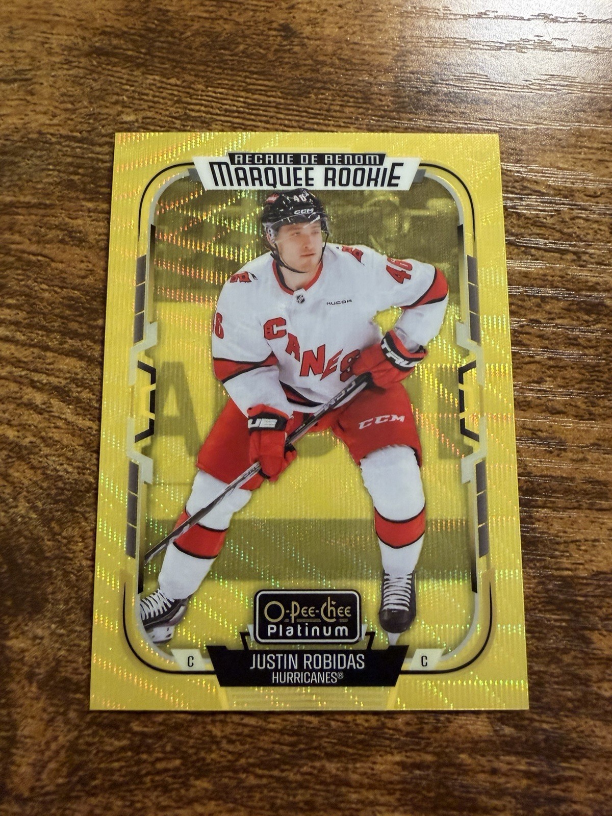 2025-26 OPC Platinum Marquee Rookie Justin Robidas Neon Yellow Surge – #214