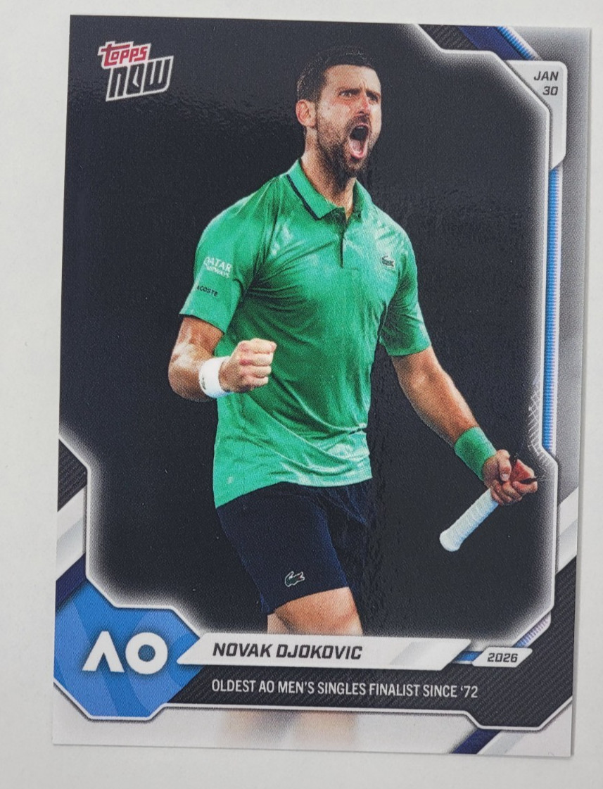 2026 Topps Now Tennis Novak Djokovic #9 Oldest AO Finalist BASE Card