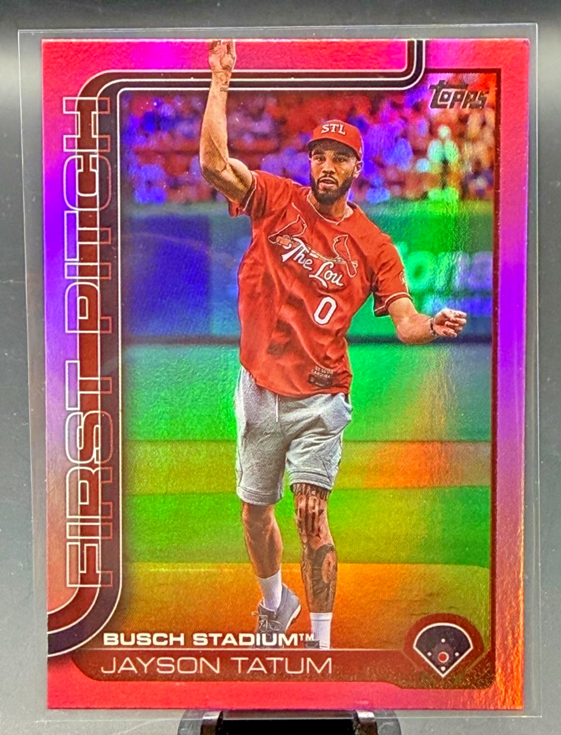 2025 Topps Series 1 Jayson Tatum Pink Foil First Pitch Celtics Cardinals #FP-5