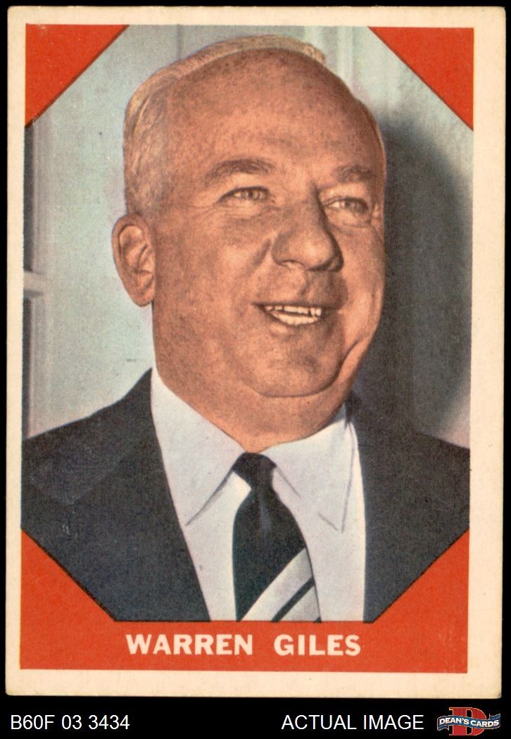 1960 Fleer #73 Warren Giles none HOF 4 – VG/EX