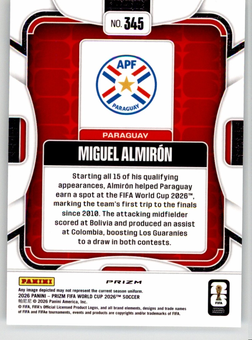 Miguel Almiron 2026 Panini Prizm FIFA World Cup Silver 345 Paraguay