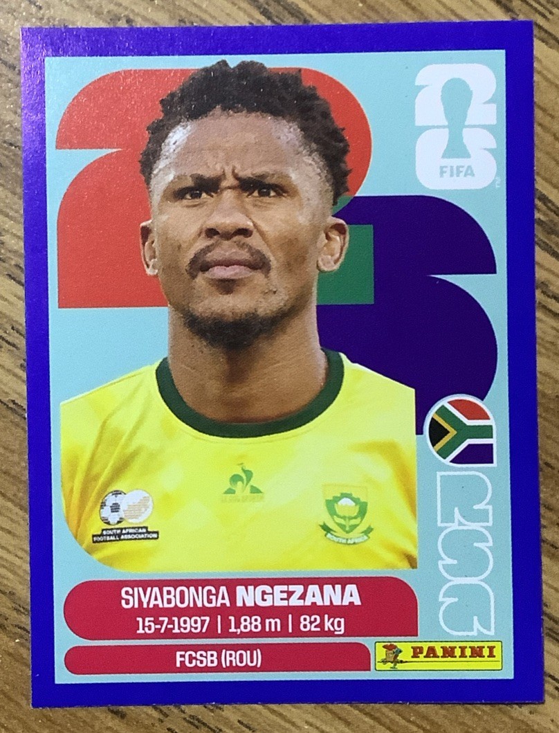 2026 Panini FIFA World Cup Sticker Blue Parallel Siyabonga Ngezana #RSA 8