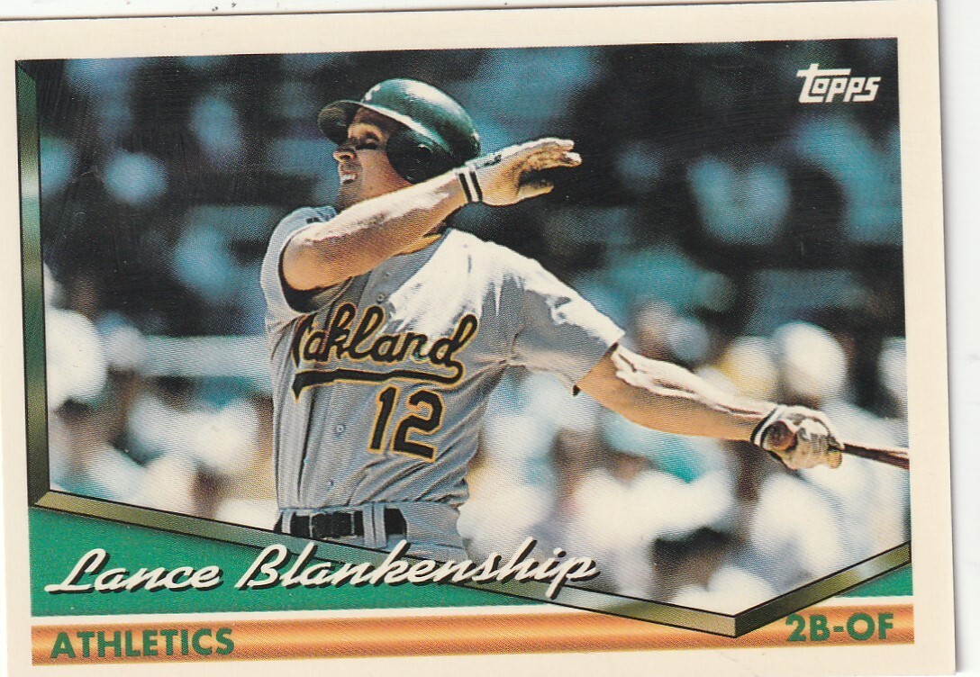 FREE SHIPPING-MINT-1994 Topps Lance Blankenship #17 A’S PLUS BONUS CARDS