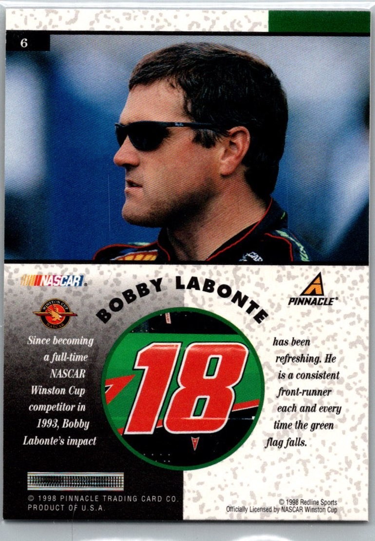 1998 Pinnacle Mint Bobby Labonte Gold Parallel #6 NASCAR Racing
